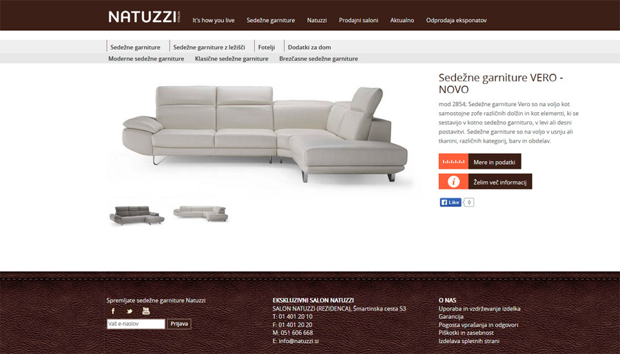 Postavitev spletnih strani Natuzzi
